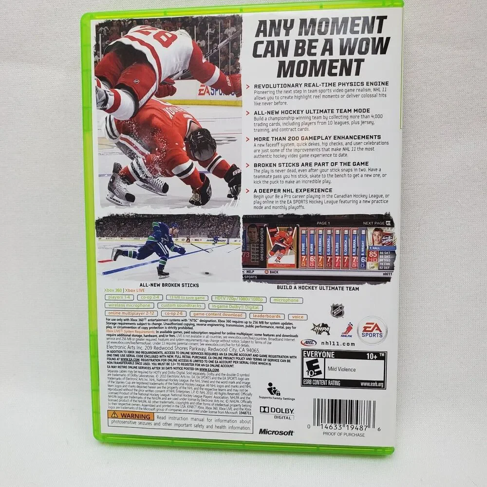 NHL Hockey Video Game NHL 11 Microsoft Xbox 360 2010 Game
